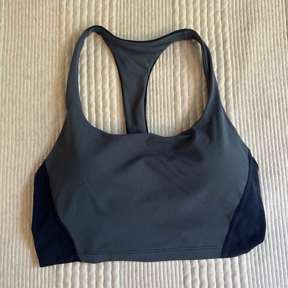 Athleta S Transcend Blue Color Block Crop Bra Small Cup A-C - Picture 3 of 4
